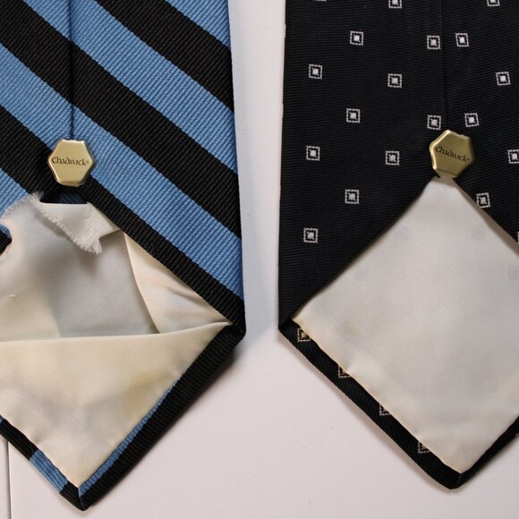 Lot of 2 Brooks Brothers Mens Neckties Blue Black Striped & Geometric Square - Picture 5 of 8